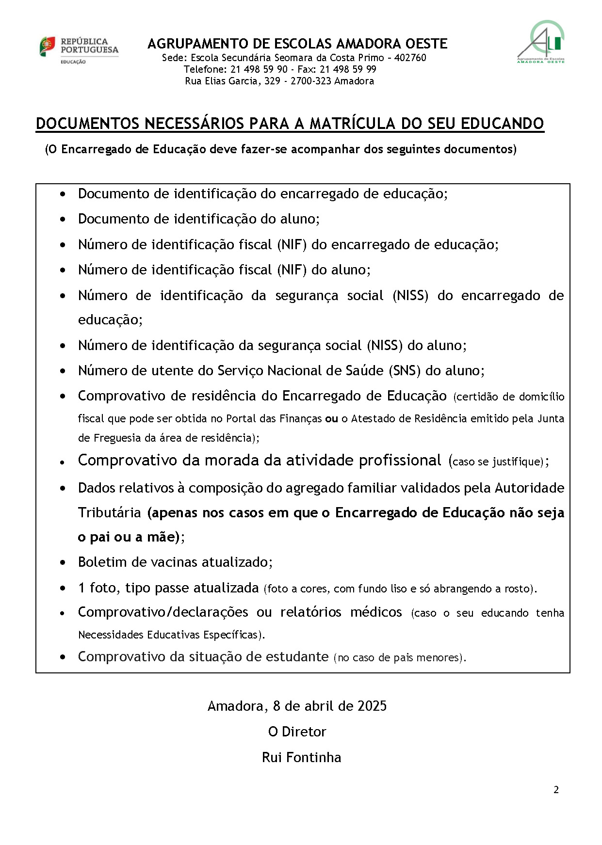 MATRÍCULAS Pré escolar 1ºciclo 2025 26 PÁGINA AE Página 2