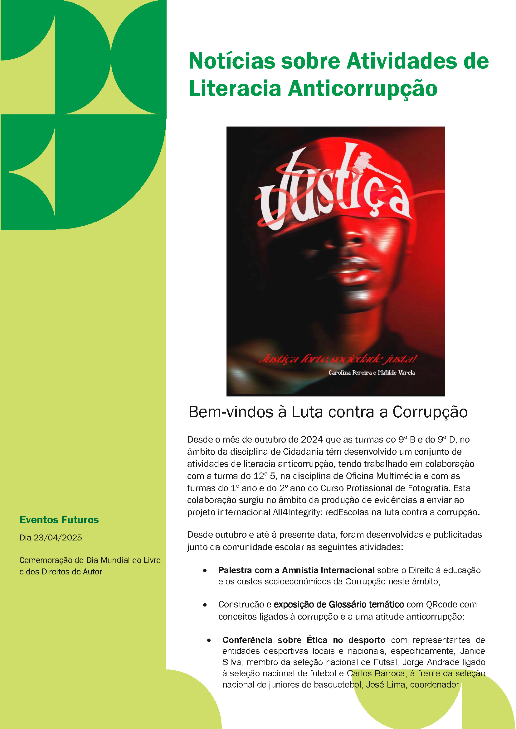 Notícias sobre Atividades de Literacia Anticorrupção Página 2