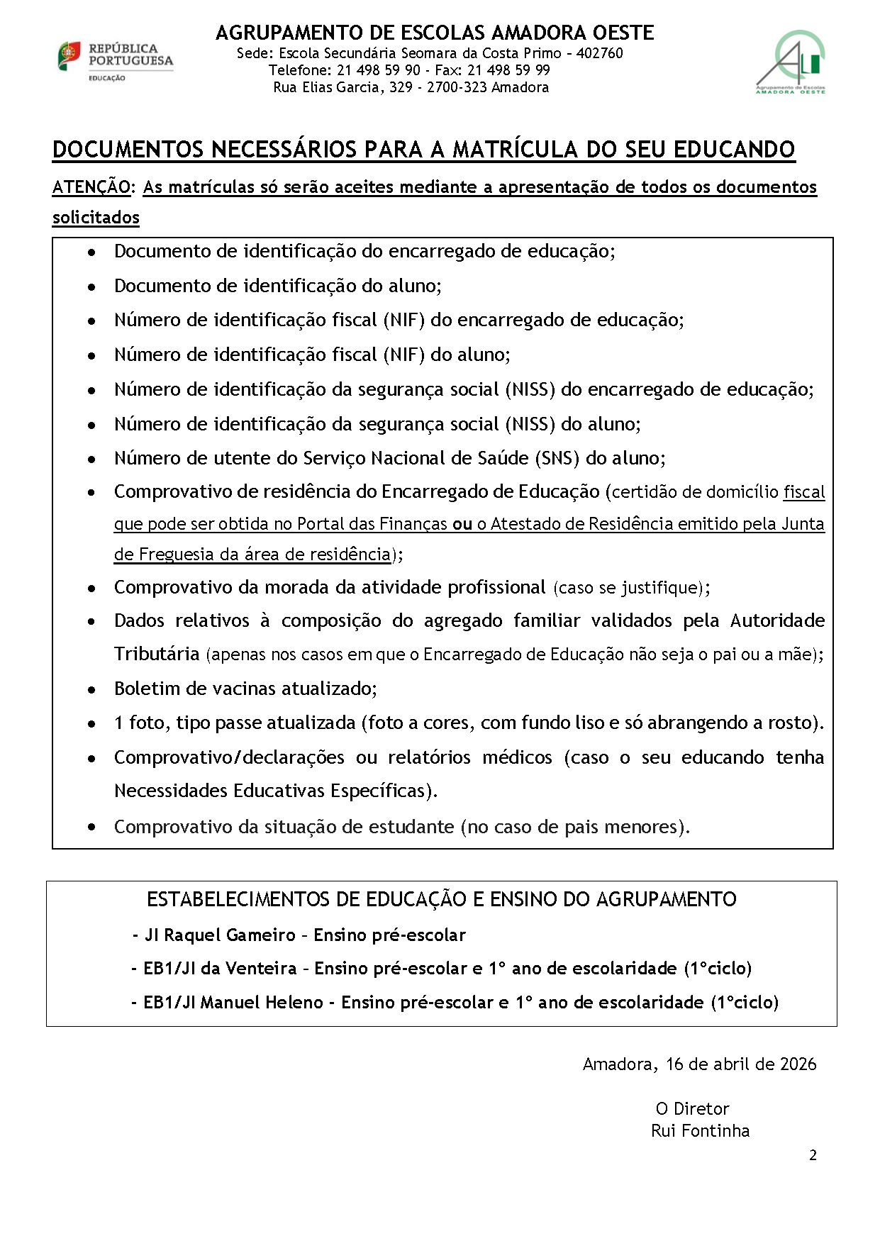 MATRÍCULAS Pré escolar 1ºciclo 2026 27B Página 2