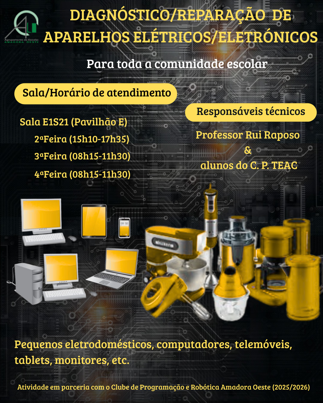 DIAGNÓSTICOREPARAÇÃO DE APARELHOS ELÉTRICOS E ELETRÓNICOS cartaz